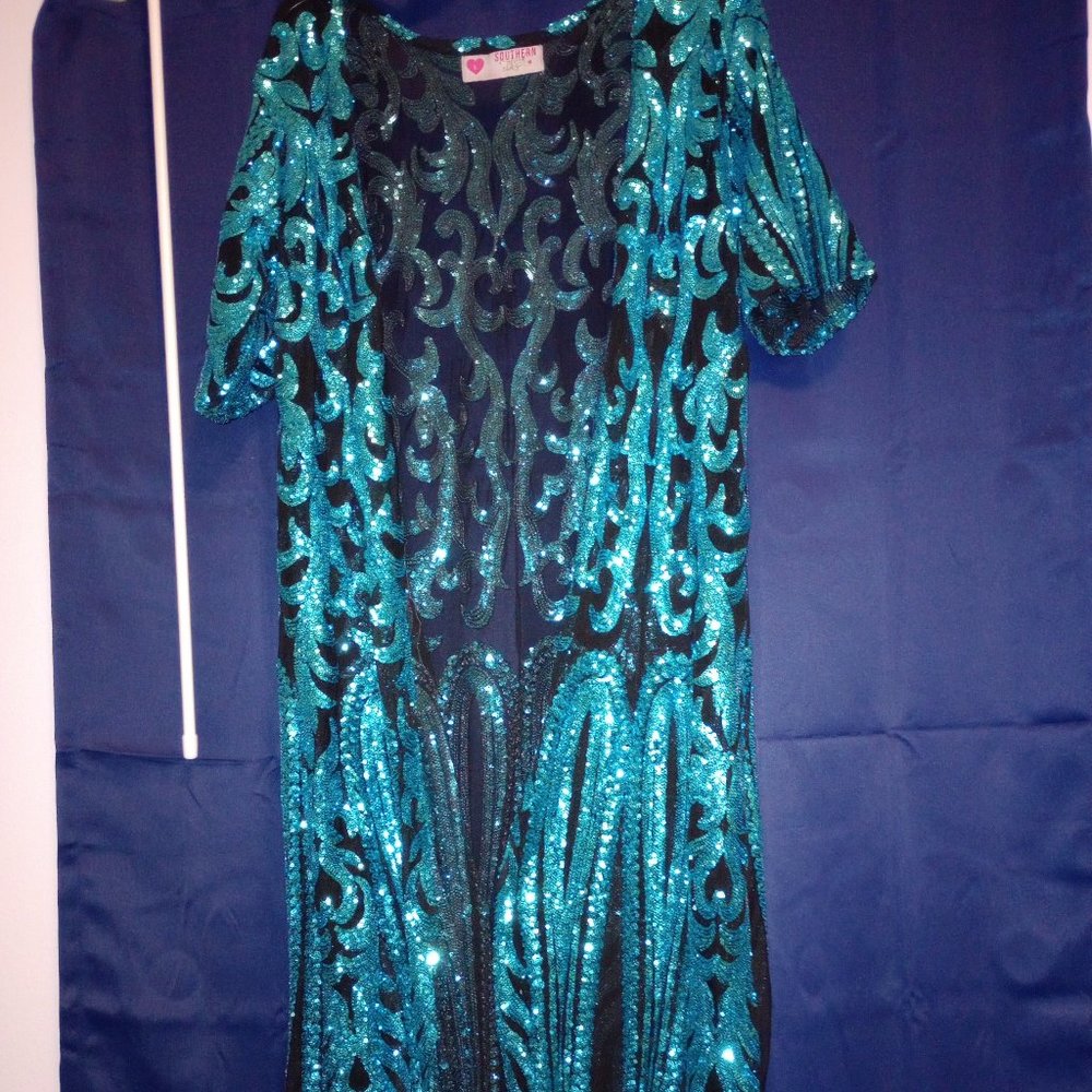 SFC sequin duster- blue
